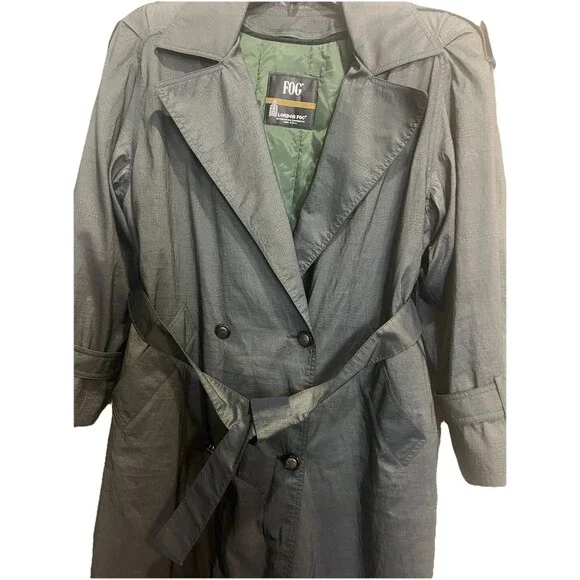 London Fog Vintage Women's Trench Coat 4 Regular Zip Out Lining Green 22" Chest - Picture 3 of 5